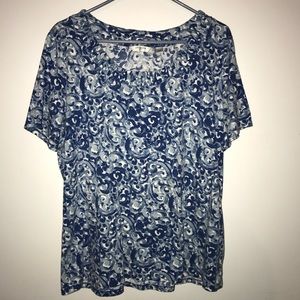 Liz Claiborne Blue Blouse 2X Short Sleeve